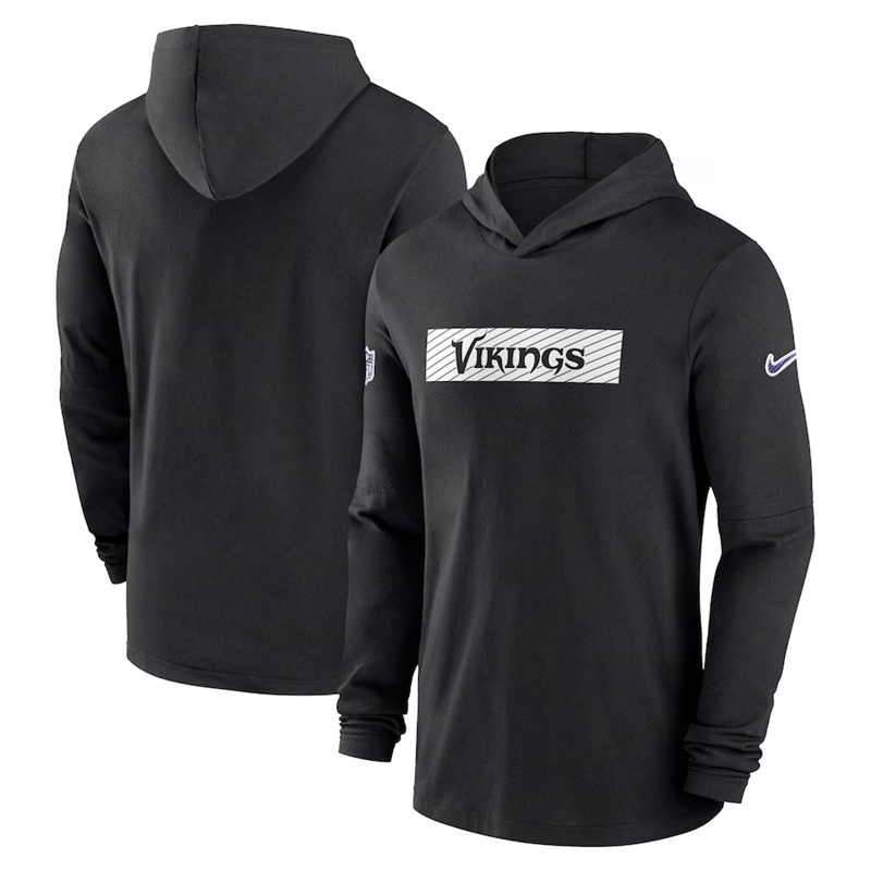 Men's Minnesota Vikings Black Sideline Performance Hoodie Men's Minnesota Vikings Black Sideline Performance Hoodie